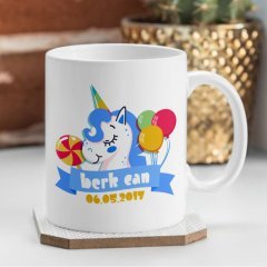 Kişiye Özel isimli Tarihli Erkek Bebek & Çocuk Beyaz Kupa Bardak - 1
