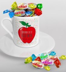 Kişiye Özel Dünyanın En İyi Öğretmeni Türk Kahvesi Fincanı ve Haribo Şeker Hediye Seti-11