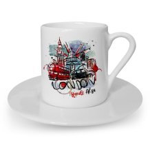 Kişiye Özel London Tasarımlı Türk Kahvesi Fincanı - 1