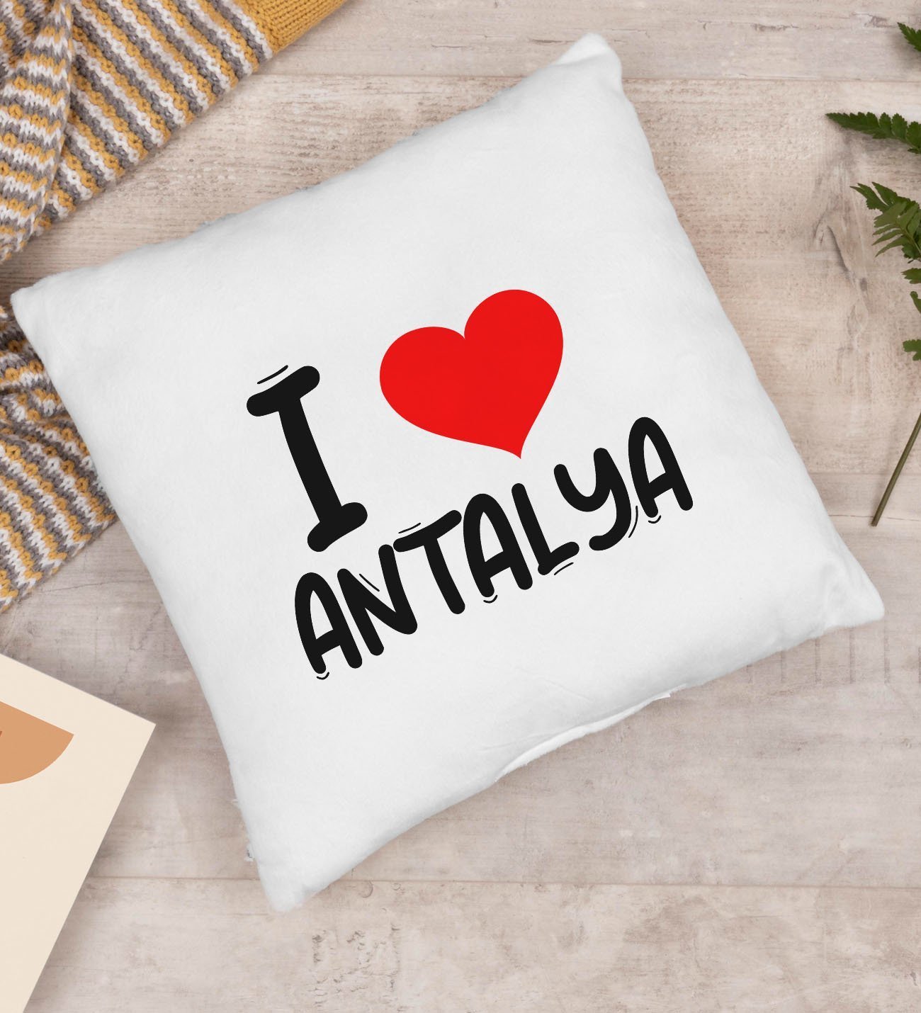 BK Gift I Love Antalya Tasarımlı Yastık - Model 1