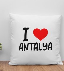 BK Gift I Love Antalya Tasarımlı Yastık - Model 1