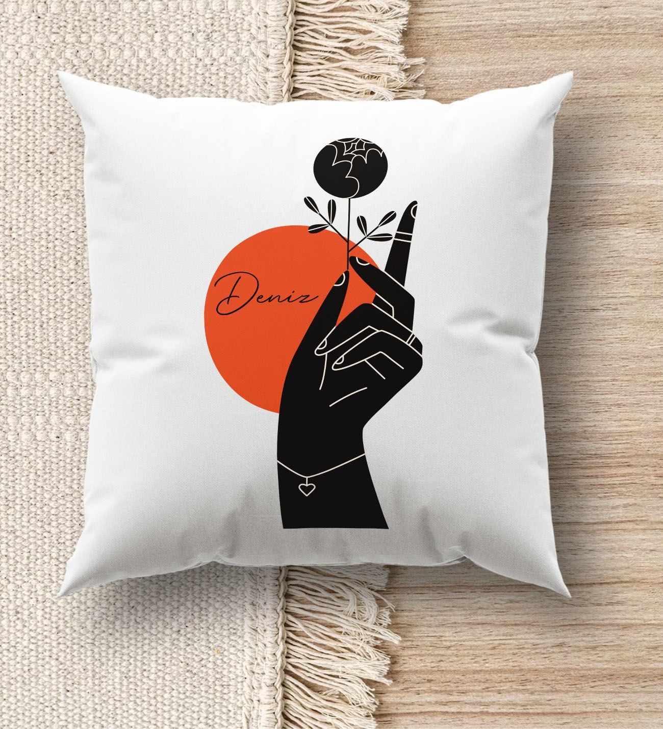 BK Gift Kişiye Özel İsimli Beyaz Kırlent Yastık, Ev Hediyesi, Ev Dekorasyonu, Dekoratif Hediye-3