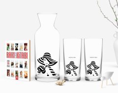Kişiye Özel Renkli Baskılı İsimli İkili Rakı Bardağı Karaf ve Cep Kitabı Hediye Seti-124