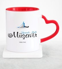 Kişiye Özel Mesleki Yeminli Mali Müşavir Kırmızı Kalpli Kupa Bardak