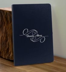 BK Gift Kişiye  Özel İsimli Lacivert Defter ve Mavi Cam Matara Hediye Seti-3, Sevgiliye Hediye, Arkadaşa Hediye, Yeni İş Hediyesi