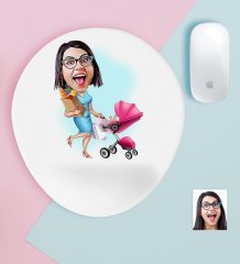 Kişiye Özel Ev Hanımı Karikatürlü Bilek Destekli Mouse Pad-1
