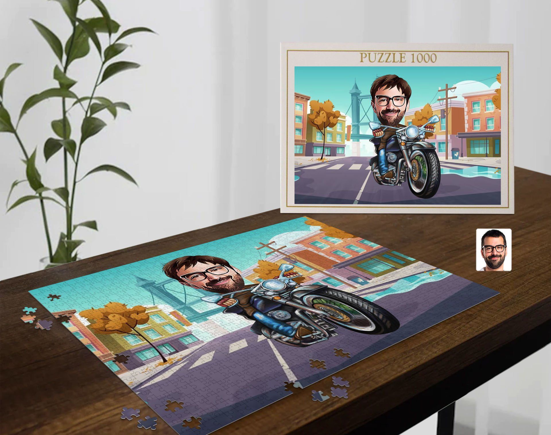 BK Gift Kişiye Özel Motorcu Tasarımlı 1000 Parça Profesyonel Puzzle-2, 1000 Puzzle, Arkadaşa Hediye