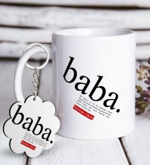 Kişiye Özel Baba Anlamı Beyaz Kupa ve Anahtarlık Hediye Seti