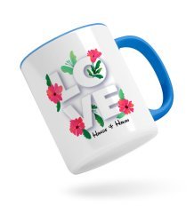 Kişiye Özel Love Tasarımlı Mavi Kupa Bardak-3