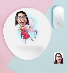 Kişiye Özel Bayan Karikatürlü Bilek Destekli Mouse Pad-24