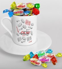 Kişiye Özel Dünyanın En İyi Öğretmeni Türk Kahvesi Fincanı ve Haribo Şeker Hediye Seti-7
