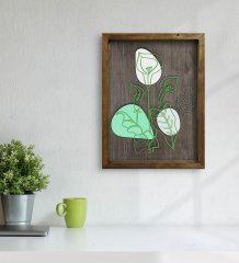BK Home Minimal Çiçekler Tasarımlı Doğal Masif Ahşap Çerçeveli Tablo-1