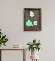 BK Home Minimal Çiçekler Tasarımlı Doğal Masif Ahşap Çerçeveli Tablo-1