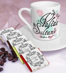 Kişiye Özel Valide Sultan Türk Kahvesi Fincanı ve Çikolata Seti - 3
