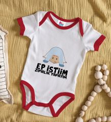 BK Kids Ep İstiim Zıpırlık Tasarımlı Kırmızı Bebek Body Zıbın-1