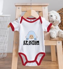 BK Kids Ep İstiim Zıpırlık Tasarımlı Kırmızı Bebek Body Zıbın-1