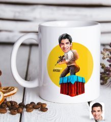 Kişiye Özel Erkek PUBG Karikatürlü Beyaz Kupa Bardak-6