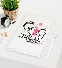 Kişiye Özel Canım Annem Beyaz Defter Kalem Seti - 17