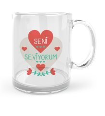 Kişiye Özel Sevgililer Günü Temalı Cam Kupa Bardak - 61