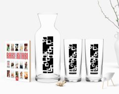 Kişiye Özel Renkli Baskılı İsimli İkili Rakı Bardağı Karaf ve Cep Kitabı Hediye Seti-121