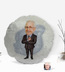 Kişiye Özel Dede Karikatürlü Yuvarlak Dekoratif Kırlent Yastık-1
