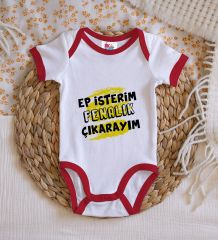 BK Kids Ep İsterim Tasarımlı Kırmızı Bebek Body Zıbın-6