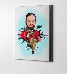 Kişiye Özel Bay Patron Karikatür Kanvas Tablo (50 x 70 cm.) 2