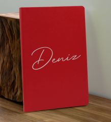 BK Gift Kişiye  Özel İsimli Kırmızı Defter ve Cam Matara Hediye Seti-1, Sevgiliye Hediye, Arkadaşa Hediye, Yeni İş Hediyesi