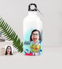 Kişiye Özel Bayan Diyetisyen Karikatürlü Metal Suluk (500 ml.) 1
