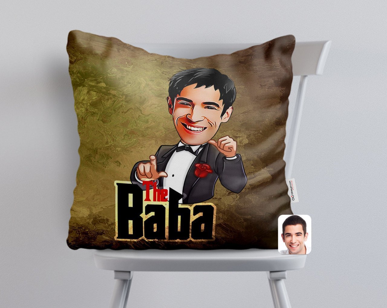 Kişiye Özel Godfather Baba Karikatürlü Beyaz Yastık-8