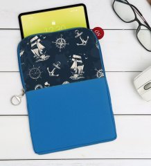 BK Gift Denizci Tasarımlı Taşınabilir Koruyucu Tablet Kılıfı & Organizer Çanta - Mavi-2