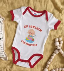 BK Kids Ep İsterim Tasarımlı Kırmızı Bebek Body Zıbın-5
