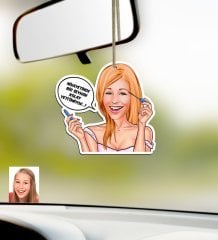 Kişiye Özel Bayan Kolay Yetişmiyor Karikatürlü Ahşap Araba Dikiz Ayna Süsü-7
