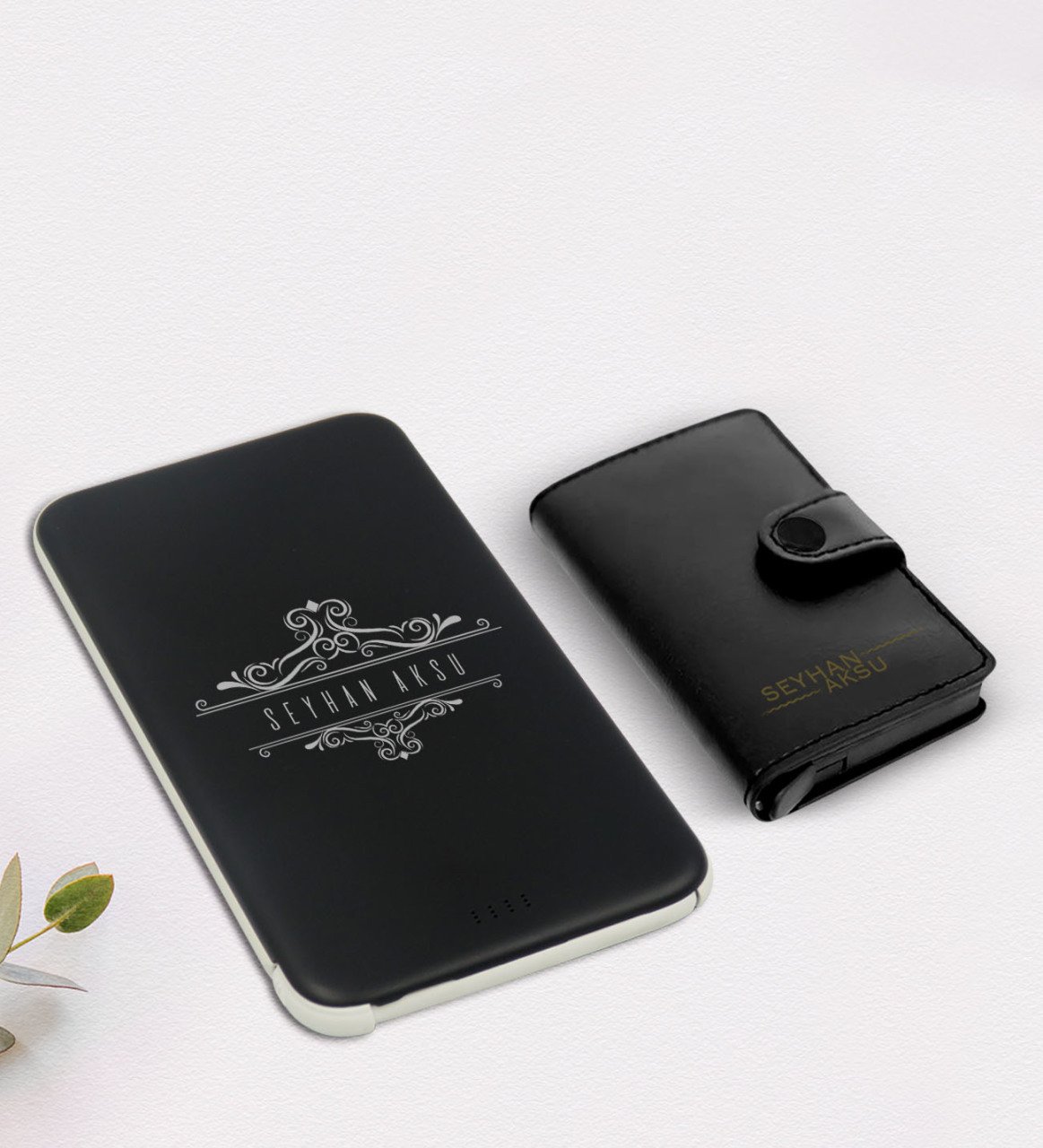 Kişiye Özel İsimli Mekanizmalı Cüzdan Kartlık ve 5.000 Mah Powerbank Hediye Seti-8