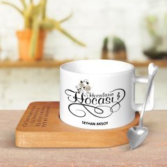 Kişiye Özel Hocaların Hocası Ahşap Altlıklı Seramik Fincan - 3