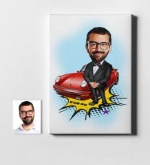 Kişiye Özel Bay Patron Karikatür Kanvas Tablo (50 x 70 cm.) 1