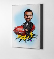 Kişiye Özel Bay Patron Karikatür Kanvas Tablo (50 x 70 cm.) 1