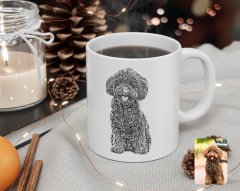 Kişiye Özel Tam Boy Karakalem Köpek Karikatürlü Beyaz Kupa Bardak-1