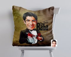 Kişiye Özel Godfather Baba Karikatürlü Beyaz Yastık-6