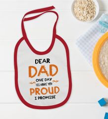 BK Kids Dear Dad Tasarımlı Kırmızı Bebek Mama Önlüğü-1