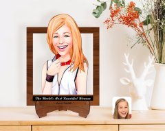 Personalized Women's Day The Most Beautiful Woman in the World with Cartoon Wooden Stand 3D Trinket-14
