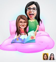 Kişiye Özel Anne Kız Tasarımlı Dijital Karikatür-3