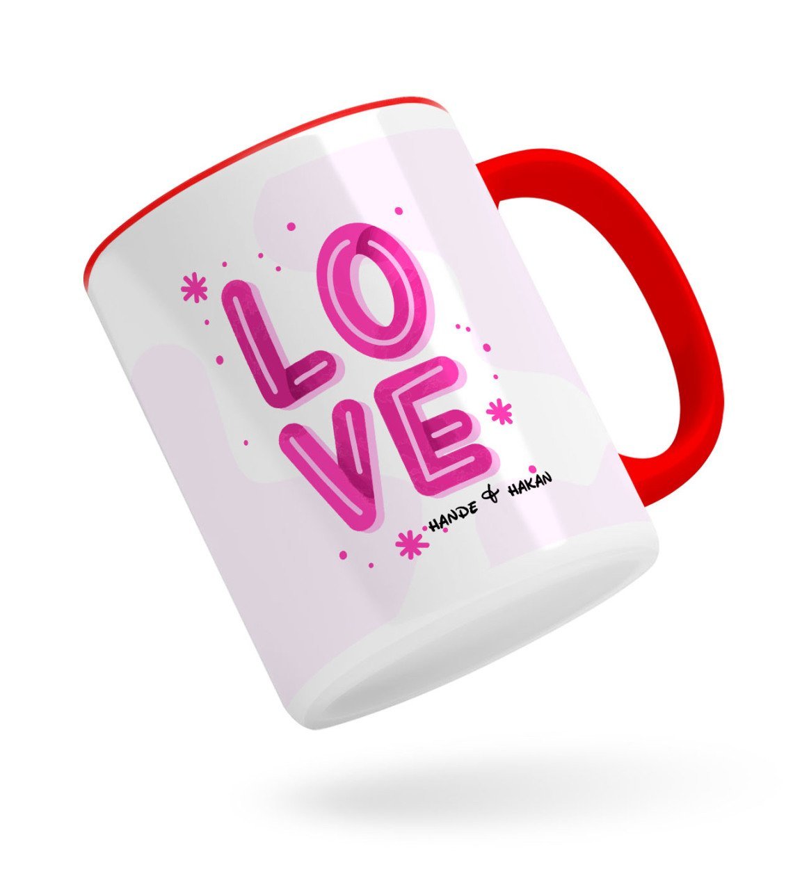 Kişiye Özel Love Tasarımlı Kırmızı Kupa Bardak-5