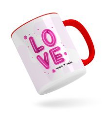 Kişiye Özel Love Tasarımlı Kırmızı Kupa Bardak-5