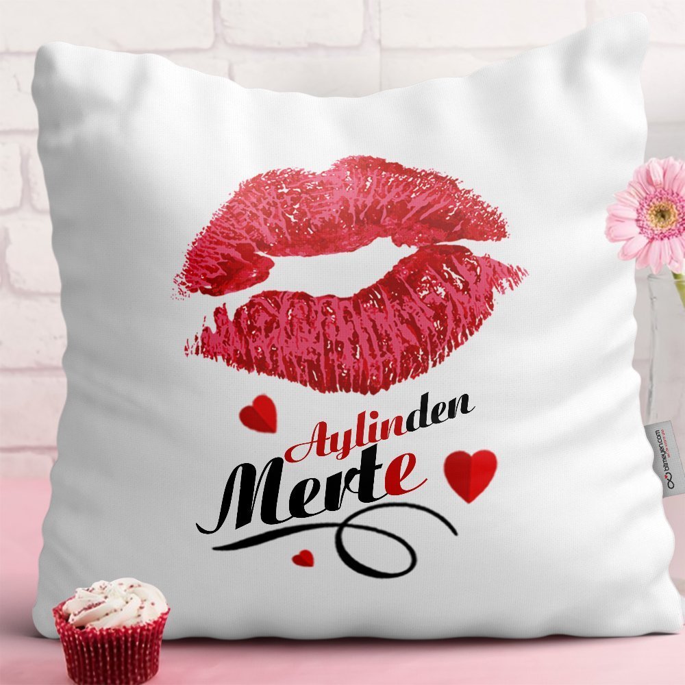 Kişiye Özel Öpücüklü Beyaz Yastık - 3