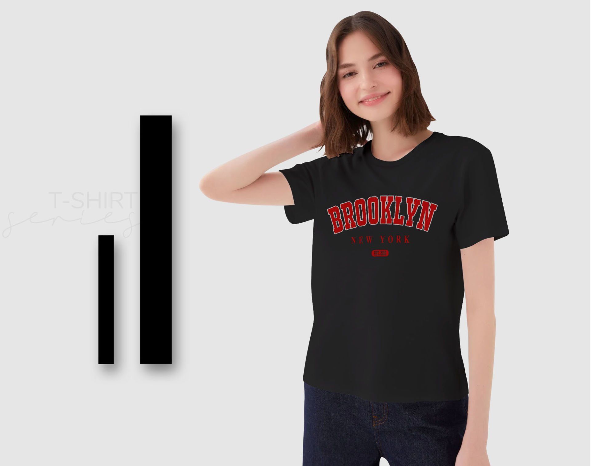 BK Gift Brooklyn Tasarımlı Kadın Siyah T-shirt, Arkadaşa Hediye, Doğum Günü Hediyesi, Trend Tişört, Sevgili Hediyesi-1