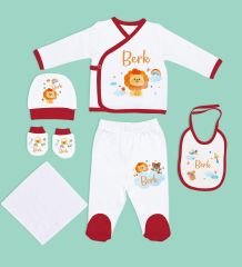 BK Kids Kişiye Özel Hastane Çıkışı, Bebek Kıyafeti, Yeni Doğan Bebek Hediyesi, 6 Parça Kırmızı Bebek Elbise Giyim Seti-10
