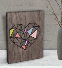 BK Gift Kalp Tasarımlı Dekoratif Mini Kanvas Tablo 15x20cm-1