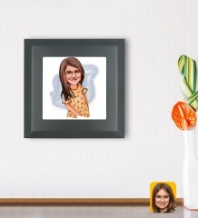 Kişiye Özel Kız Çocuk Karikatürlü Ahşap Çerçeveli Taş Duvar Dekoru-8