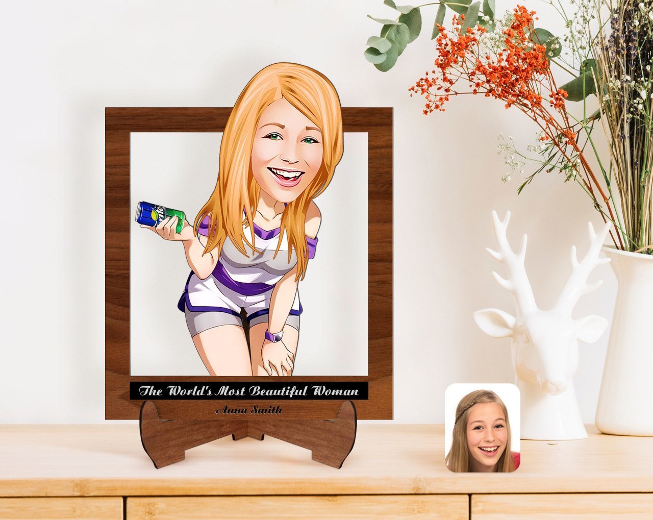 Personalized Women's Day The Most Beautiful Woman in the World with Cartoon Wooden Stand 3D Trinket-13